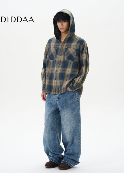 Light Blue Loose Fit Wide-Leg Jeans for Couples - Women’s Jeans