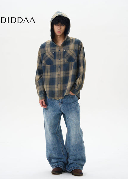 Light Blue Loose Fit Wide-Leg Jeans for Couples - Women’s Jeans