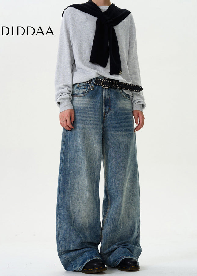 Light Blue Loose Fit Wide Leg Jeans for Men and Women - Men’s Jeans