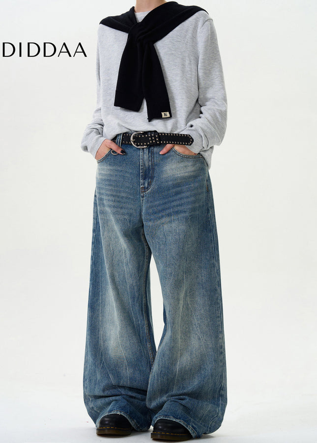 Light Blue Loose Fit Wide Leg Jeans for Men and Women - Men’s Jeans