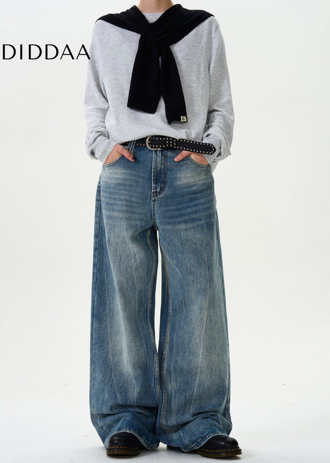 Light Blue Loose Fit Wide Leg Jeans for Men and Women - Men’s Jeans