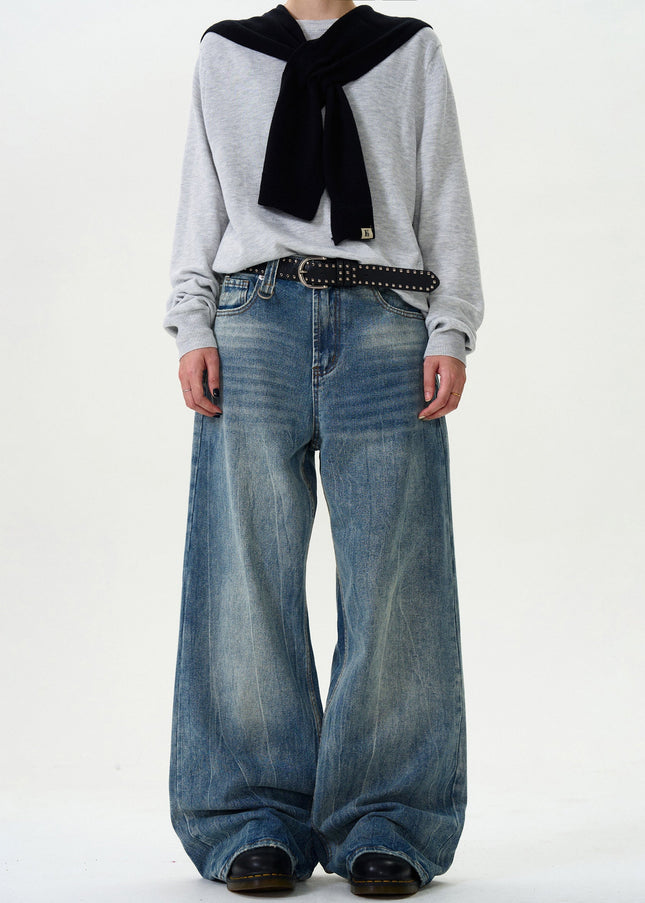 Light Blue Loose Fit Wide Leg Jeans for Men and Women - Men’s Jeans