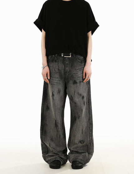 Light Blue Loose Fit Wide-Leg Jeans for Men and Women - S / Grey - Men’s Jeans