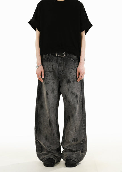 Light Blue Loose Fit Wide-Leg Jeans for Men and Women - S / Grey - Men’s Jeans