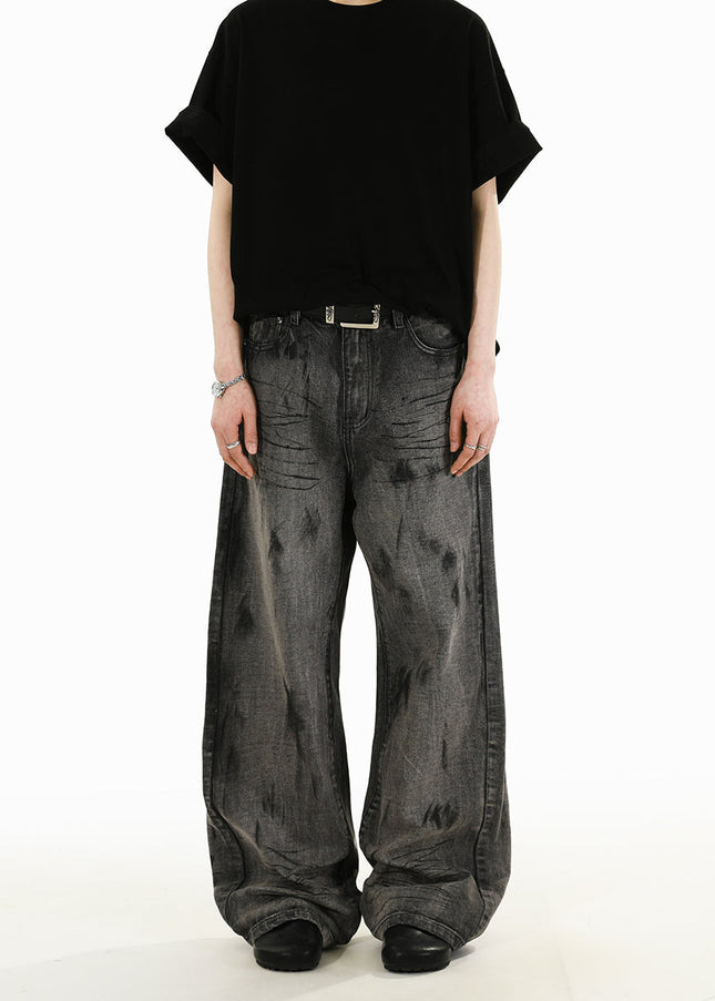 Light Blue Loose Fit Wide-Leg Jeans for Men and Women - S / Grey - Men’s Jeans