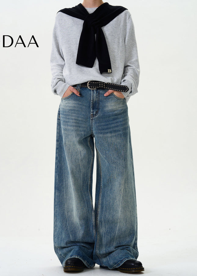 Light Blue Loose Fit Wide Leg Jeans for Men and Women - XS / Blue - Men’s Jeans