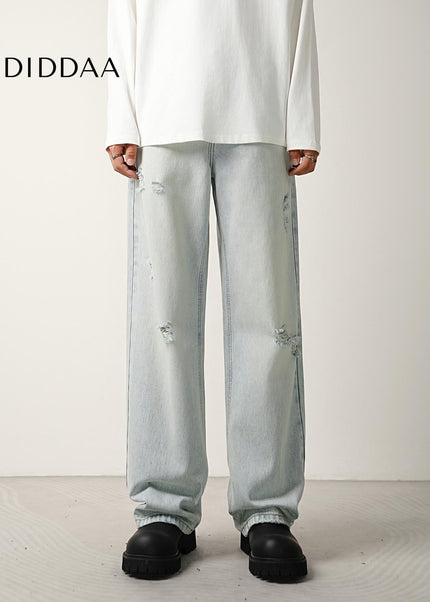 Light Blue Loose Fit Wide-Leg Jeans for Men - Men’s Jeans