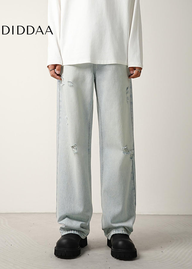 Light Blue Loose Fit Wide-Leg Jeans for Men - Men’s Jeans