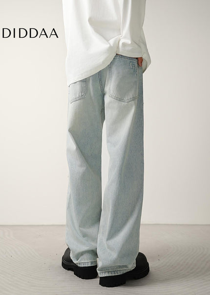 Light Blue Loose Fit Wide-Leg Jeans for Men - Men’s Jeans