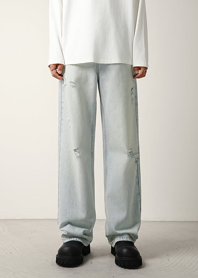 Light Blue Loose Fit Wide-Leg Jeans for Men - S / Light Blue - Men’s Jeans