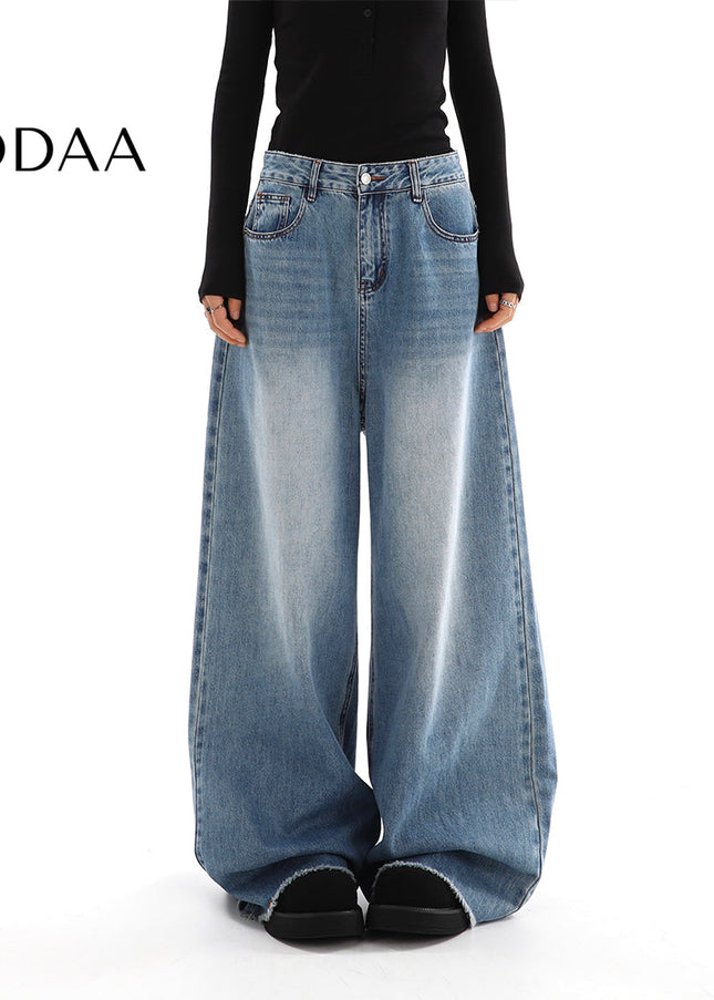 Light Blue Loose Fit Wide-Leg Jeans for Women - S / Blue - Women’s Jeans