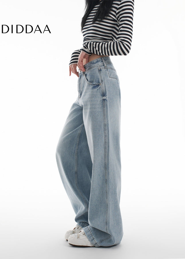 Light Blue Loose Fit Wide-Leg Jeans for Women - Women’s Jeans