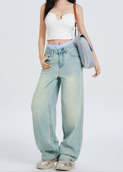 Light Blue Loose Fit Wide-Leg Jeans for Women - Women’s Jeans