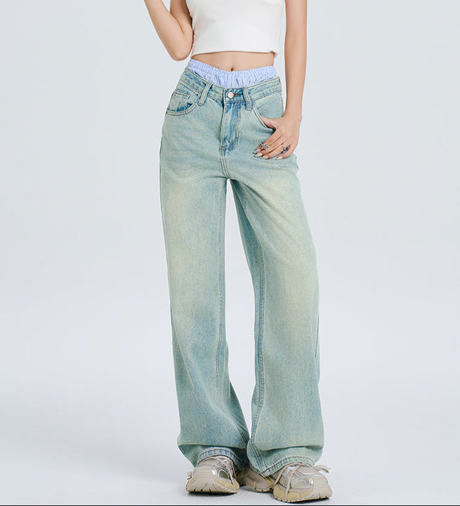 Light Blue Loose Fit Wide-Leg Jeans for Women - Women’s Jeans