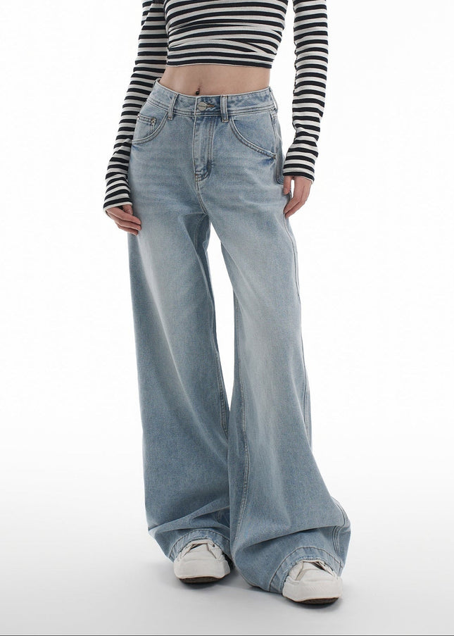 Light Blue Loose Fit Wide-Leg Jeans for Women - Women’s Jeans