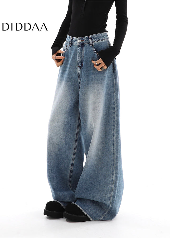 Light Blue Loose Fit Wide-Leg Jeans for Women - Women’s Jeans