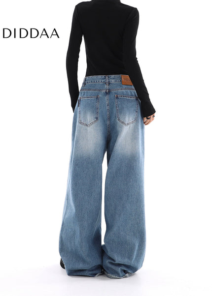 Light Blue Loose Fit Wide-Leg Jeans for Women - Women’s Jeans