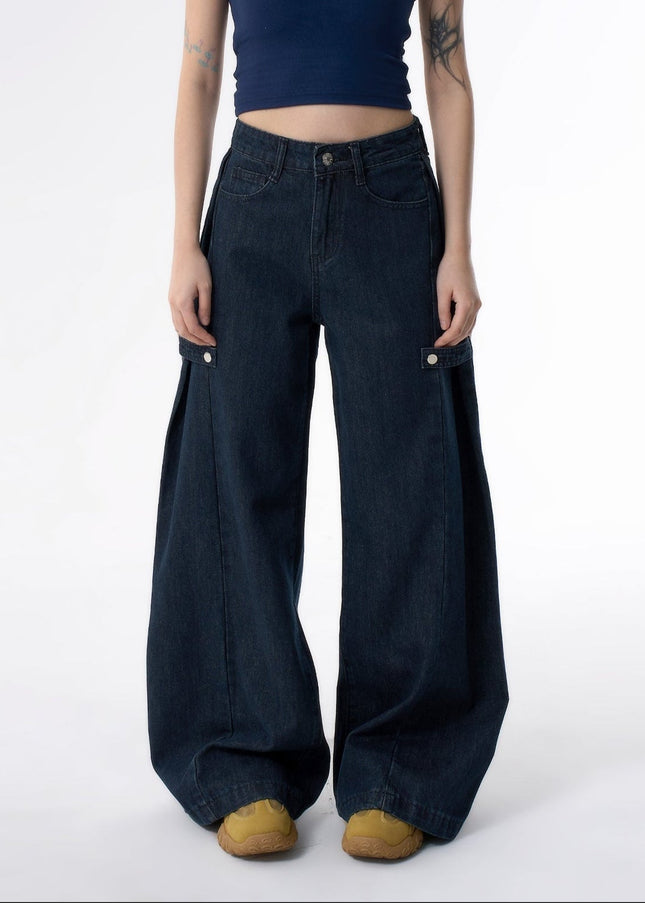 Light Blue Loose Fit Wide-Leg Jeans for Women - Women’s Jeans