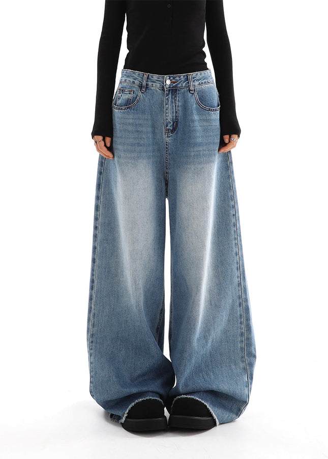 Light Blue Loose Fit Wide-Leg Jeans for Women - Women’s Jeans