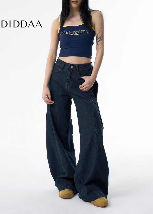 Light Blue Loose Fit Wide-Leg Jeans for Women - Women’s Jeans