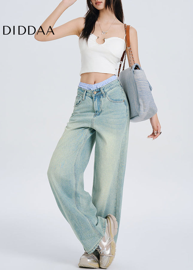 Light Blue Loose Fit Wide-Leg Jeans for Women - Women’s Jeans