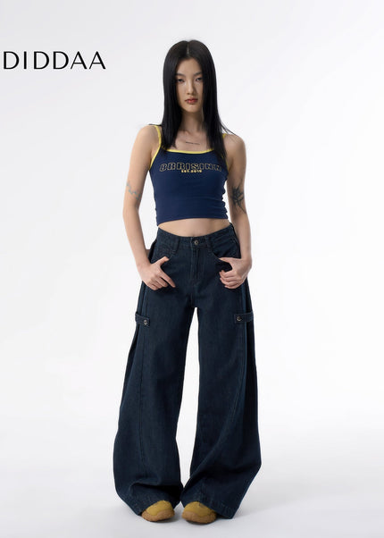 Light Blue Loose Fit Wide-Leg Jeans for Women - Women’s Jeans