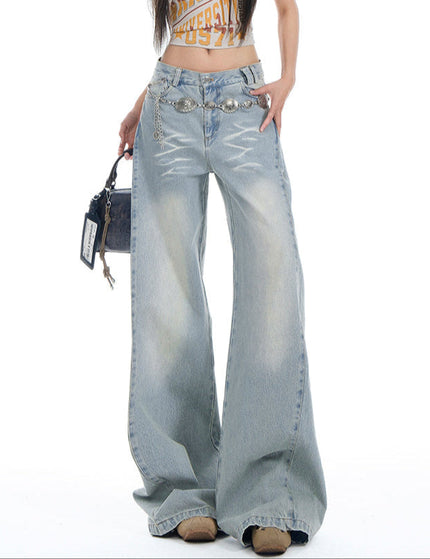 Light Blue Loose Fit Wide Leg Jeans for Women - Women’s Jeans