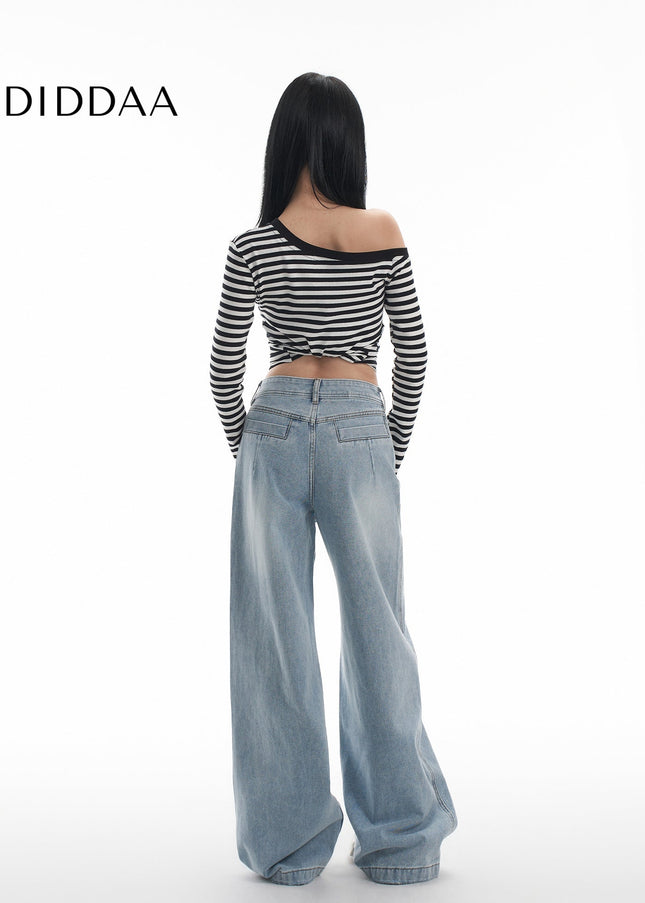 Light Blue Loose Fit Wide-Leg Jeans for Women - Women’s Jeans