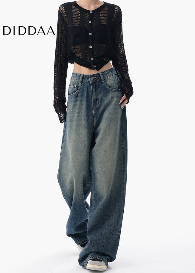 Light Blue Loose Fit Wide-Leg Jeans KEN STUDIO Original - Women’s Jeans