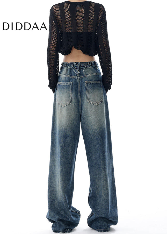 Light Blue Loose Fit Wide-Leg Jeans KEN STUDIO Original - Women’s Jeans