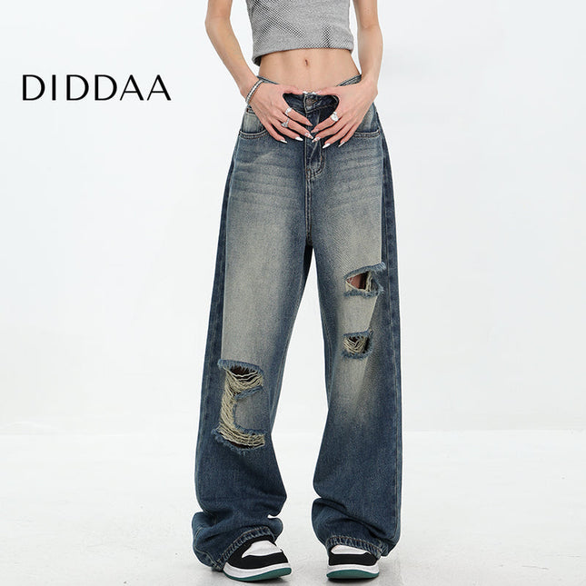 Light Blue Loose Fit Wide-Leg Jeans KEN STUDIO Original - Women’s Jeans