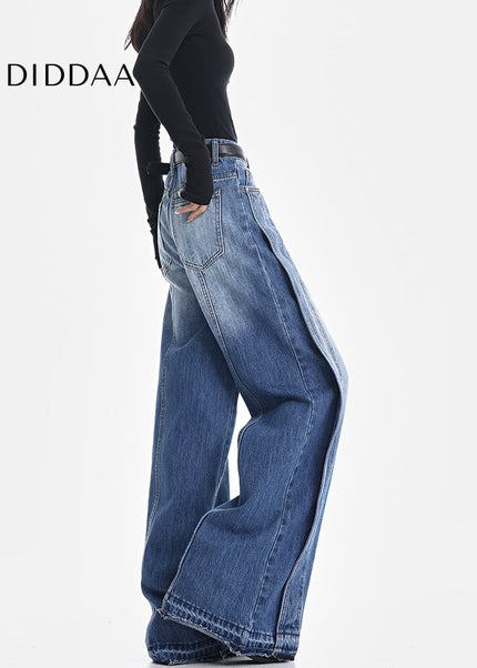 Light Blue Loose Fit Wide-leg Jeans KEN STUDIO Women’s Design - Women’s Jeans