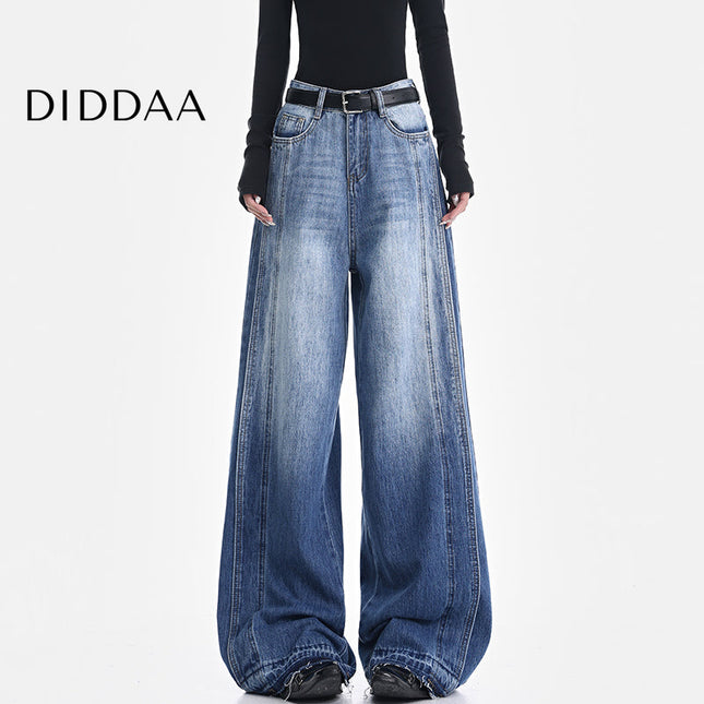 Light Blue Loose Fit Wide-leg Jeans KEN STUDIO Women’s Design - S / Mid Blue - Women’s Jeans