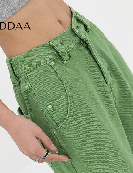 Light Blue Loose High Waist Wide Leg Jeans - S / Green - Women’s Jeans