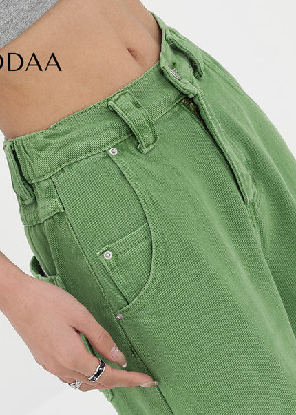 Light Blue Loose High Waist Wide Leg Jeans - S / Green - Women’s Jeans