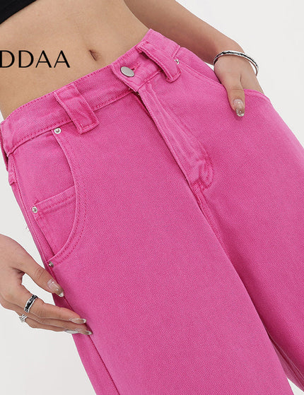 Light Blue Loose High Waist Wide Leg Jeans - S / Pink - Women’s Jeans