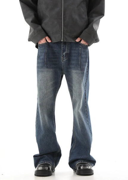 Light Blue Loose Wash Slim Flared Jeans Men’s Autumn Retro - Men’s Jeans