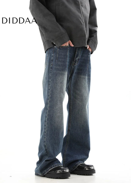 Light Blue Loose Wash Slim Flared Jeans Men’s Autumn Retro - Men’s Jeans