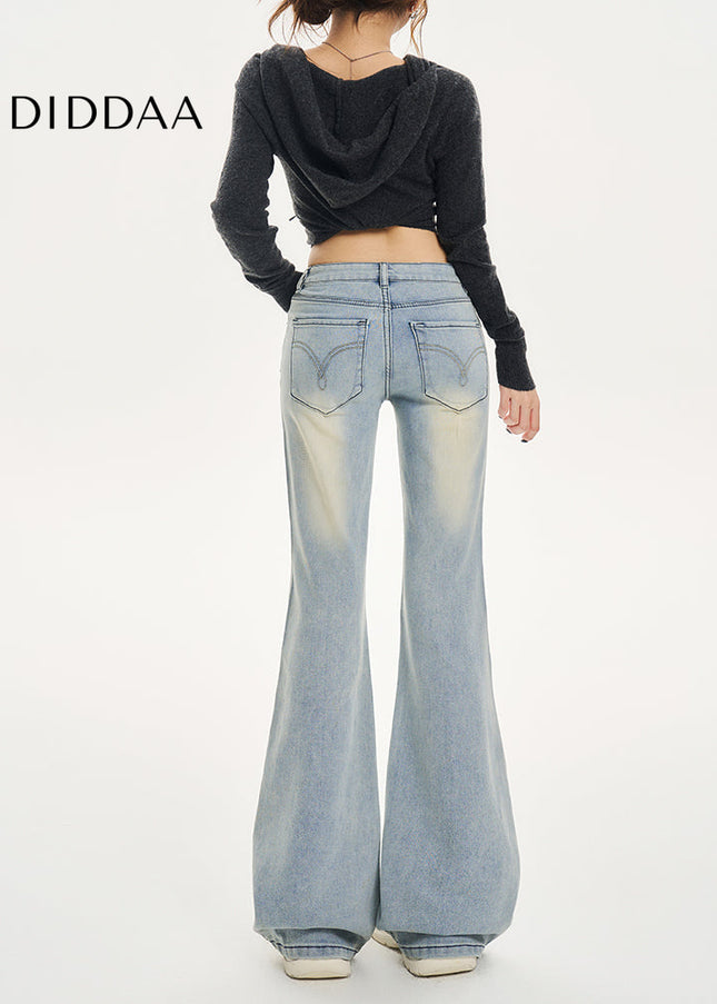 Light Blue Low-Waisted Loose Flared Pants for Women - Women’s Jeans