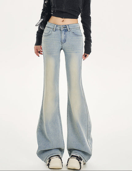 Light Blue Low-Waisted Loose Flared Pants for Women - Women’s Jeans