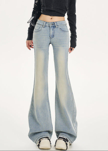 Light Blue Low-Waisted Loose Flared Pants for Women - Women’s Jeans