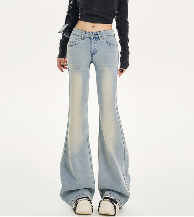 Light Blue Low-Waisted Loose Flared Pants for Women - Women’s Jeans