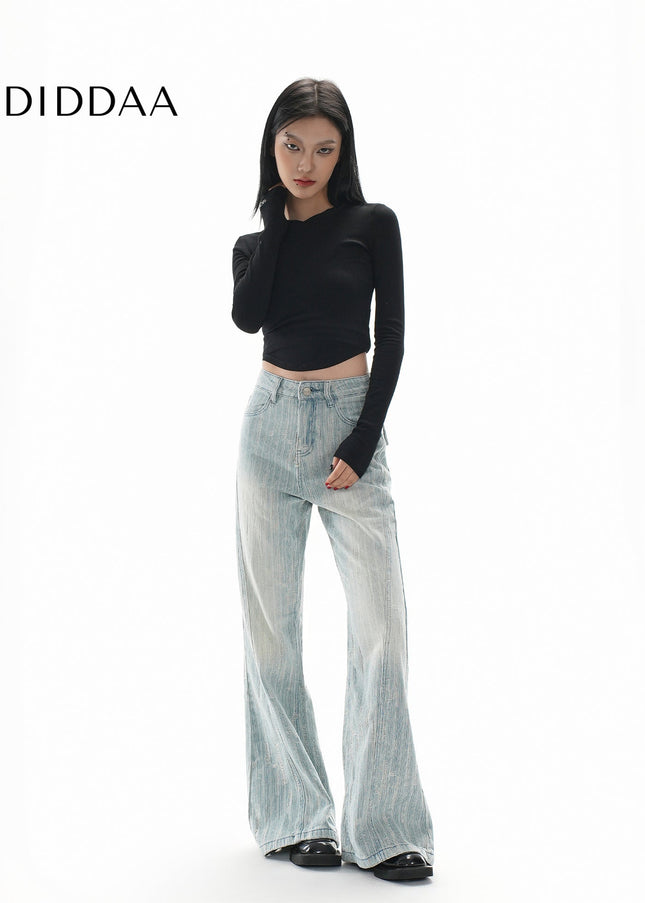 Light Blue Micro Flared Jeans with Horseshoe Design - Women’s Jeans