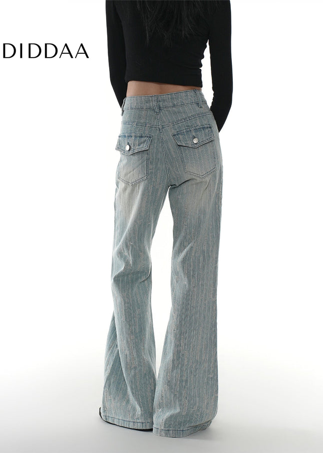 Light Blue Micro Flared Jeans with Horseshoe Design - Women’s Jeans