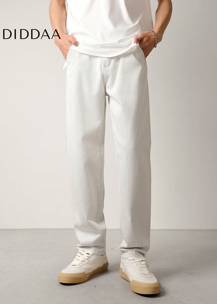 Light Blue Micro Tapered Straight Leg Jeans Men’s Summer Casual - Men’s Jeans