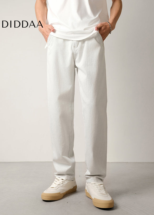 Light Blue Micro Tapered Straight Leg Jeans Men’s Summer Casual - Men’s Jeans