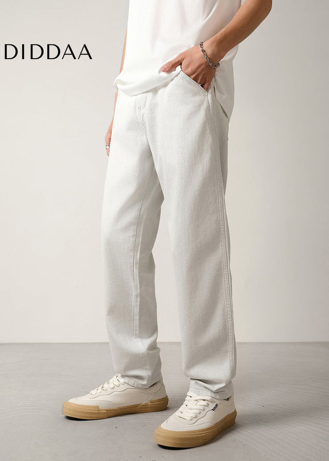 Light Blue Micro Tapered Straight Leg Jeans Men’s Summer Casual - Men’s Jeans