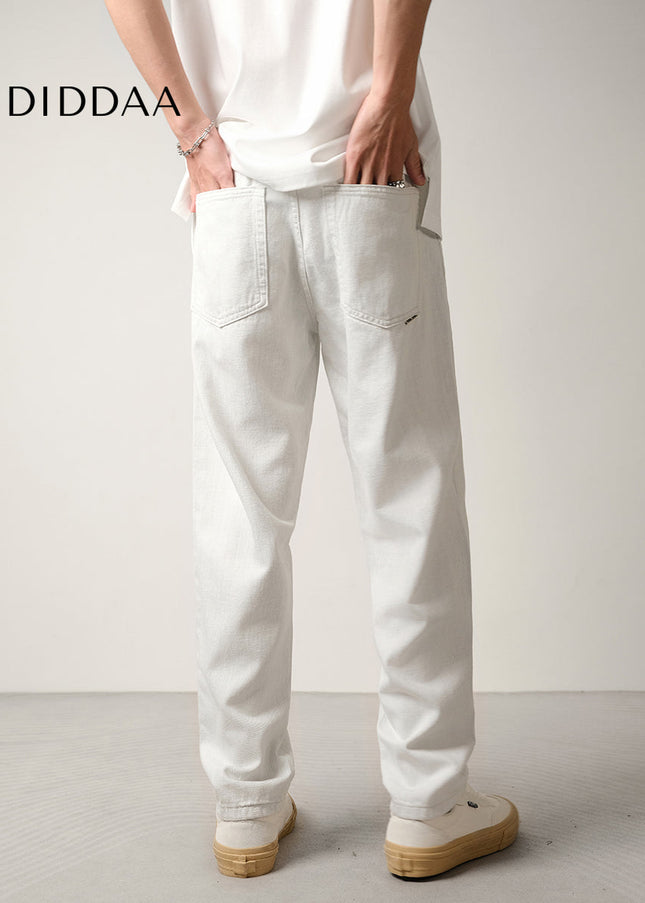 Light Blue Micro Tapered Straight Leg Jeans Men’s Summer Casual - Men’s Jeans