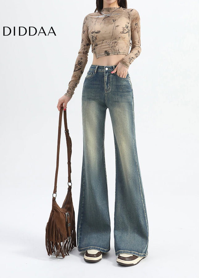 Light Blue Non-Legged Loose Flared Jeans for Small Women - Women’s Jeans