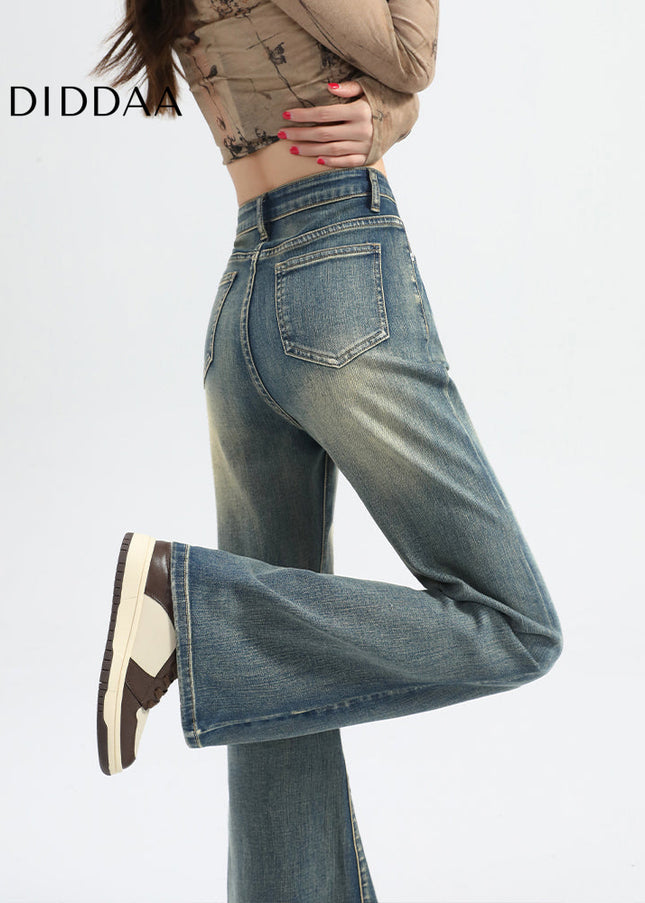 Light Blue Non-Legged Loose Flared Jeans for Small Women - Women’s Jeans